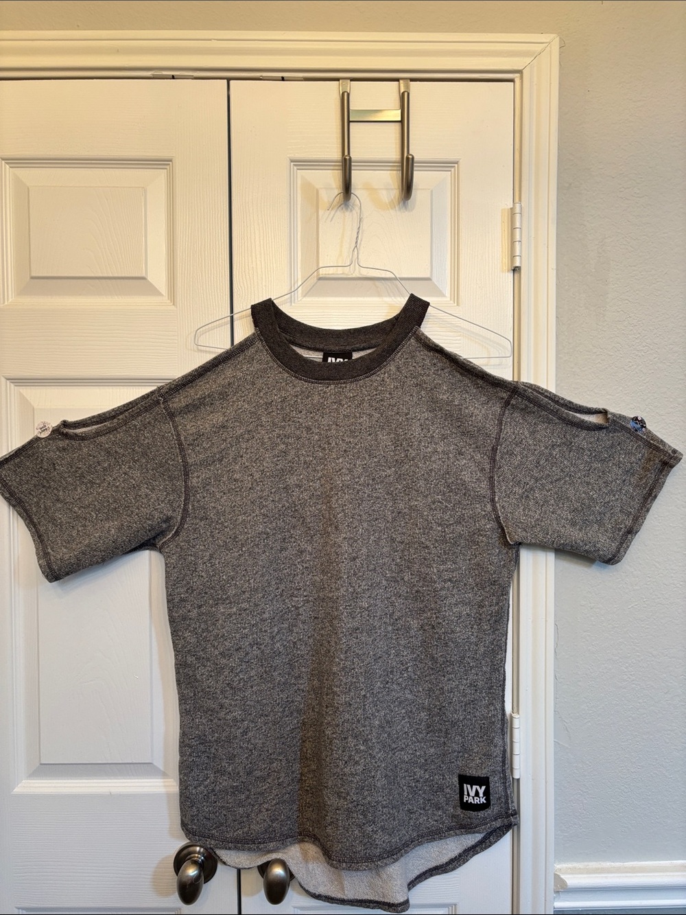 IVY PARK Heather Gray Crewneck minidress with Logo Patch